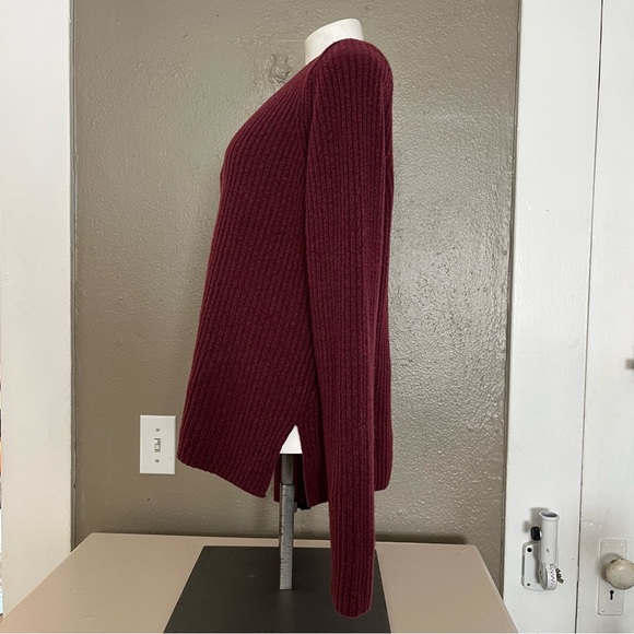 Abercrombie & Fitch Wool Blend Ribbed Button Front Cardigan Sweater Burgundy L - Picture 4 of 16